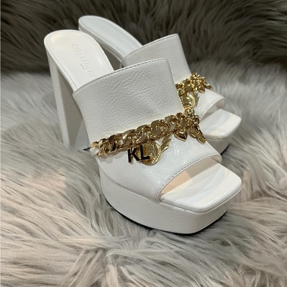 Karl Lagerfeld Leather Slip-On with Gold Charms - Haisley Patent - Heels - Picture 6 of 7